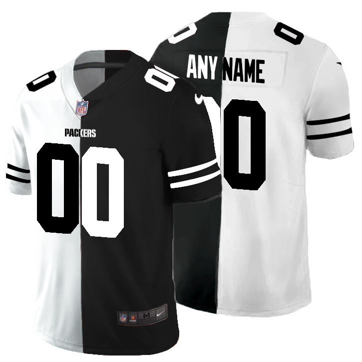 Wholesale Green Bay Packers Custom Men Black V White Peace Split Nike Vapor Untouchable Limited NFL Jersey->customized nfl jersey->Custom Jersey